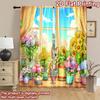 2D Flat Printing 2pcs Curtain Cute Cat Flower Garden Digital Printed Polyester Drapes All Season Party & Holiday Decor for