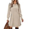 Damen Herbst und Winter Rundhals Lässiges Strick Langarmkleid Temperament Kordelzug Kleider