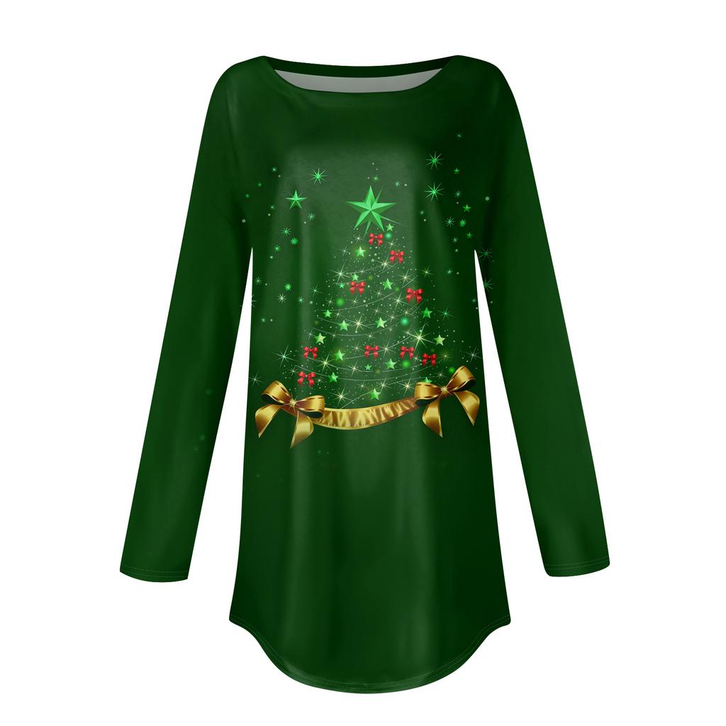 Women's Loose Comfortable Casual Fashion V-Neck Christmas Print Long Sleeve Hoodie