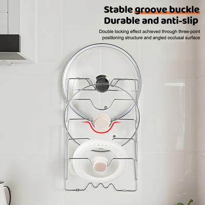 Kitchen Organizer Rack Wall Hanging Pot Cover Rack Five-Layer Pot Lid Metal Rust-Free Multifunctional Rack Pot Lid Storage Rack