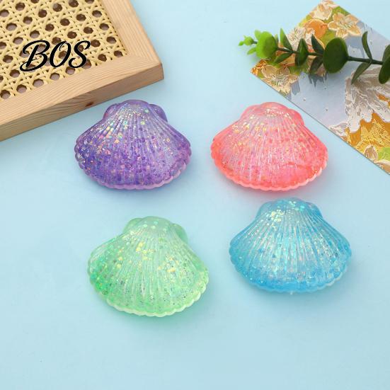 Shell Sensory Toy Mini Glitter Squeeze Toy, Stress Relief Sugar Ball Transparent Anti-stress Fidget Soft Stretchy Ocean Anxiety