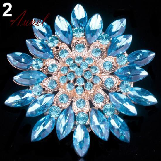 Fantastic Shiny Alloy Rhinestone Flower Wedding Bridal Bouquet Brooch Pin