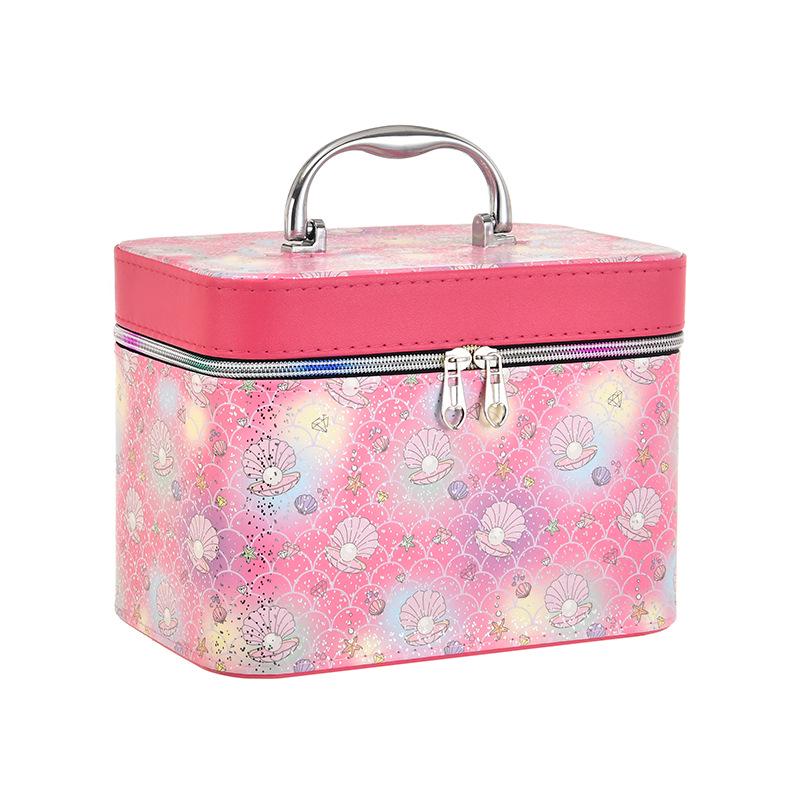 Large Capacity High-End Cosmetic Bag with Mirror - Multifunctional Three-Piece Home Storage Set