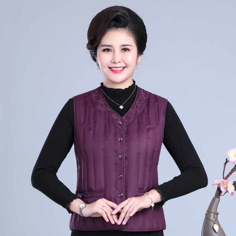 New Autumn and Winter Light Down Vest Women's Clothing Middle-aged and Elderly Large-size Mother Vest Vest