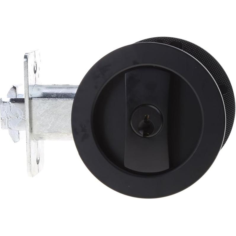 Pocket Door Lock Privacy Round Pocket Door Hardware Sliding Pocket Door Lock for Bed/Bath/Barn Pocket Door Latches Project, Silver