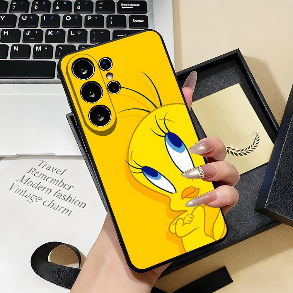 

Cartoon T-Tweety Bird Cute Phone Case For Samsung S26 S25 S24 FE S23 S22 S21 Plus S20 Ultra Note20Ultra Black Soft Shell Galaxy S26 Ultra