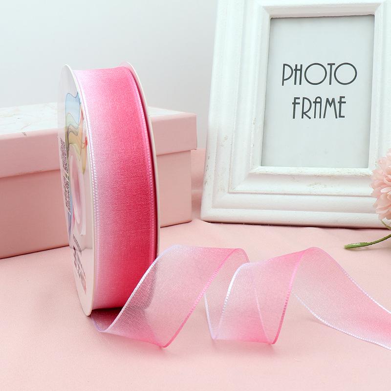 Dual-Tone Gradient Pearl Yarn Ribbon for Handmade Hair Accessories and Gift Packaging
