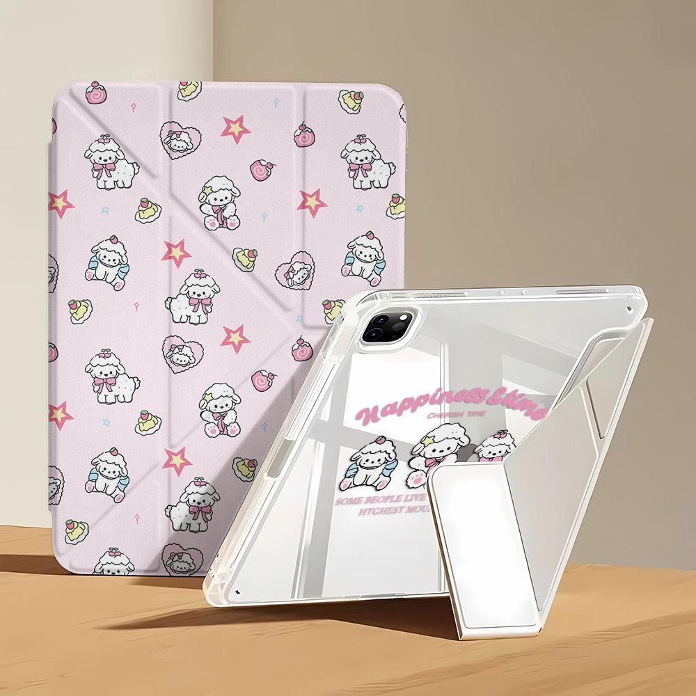 Applicable To iPad Pro 11ins Wind Lamb Folding Sticker Flat Protective Case Acrylic iPad Pro13 All Inclusive