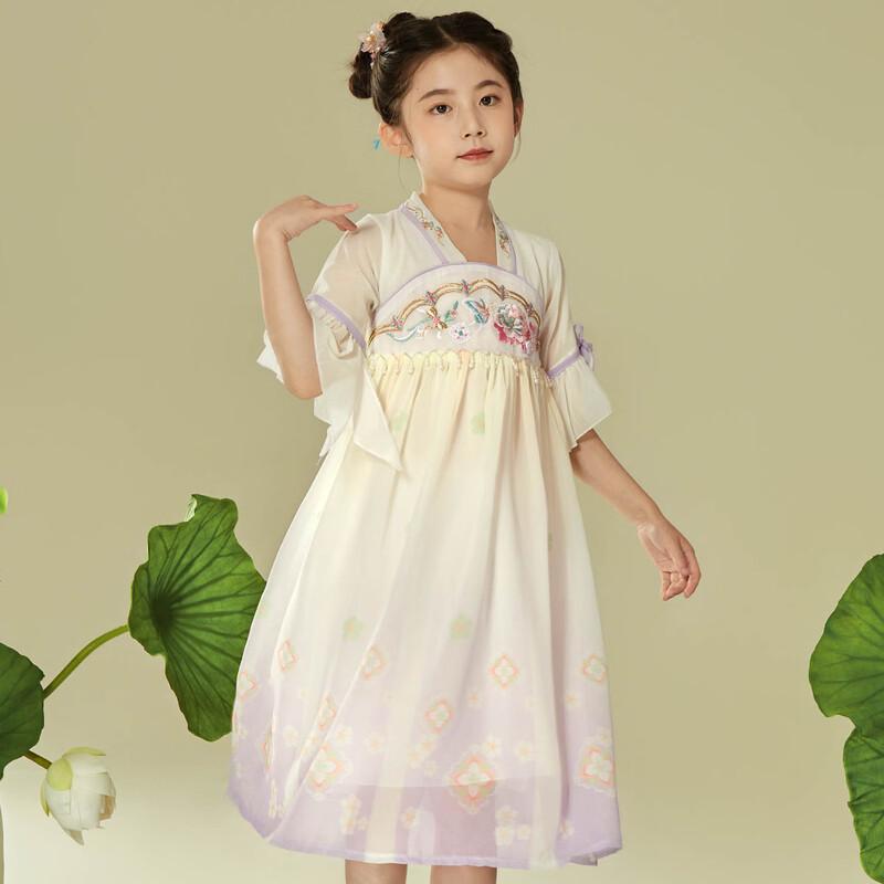 Girls' Princess Hanfu Embroidered Summer Dress
