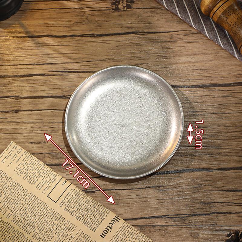 Винтажная круглая десертная тарелка из нержавеющей стали