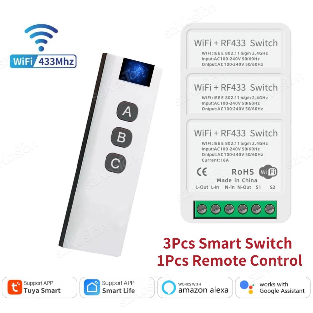 RF433 Wifi Smart Switch Tuya 16A Home Mini Relay Receiver DIY Light Switch Automation Controller Voice Works with Alexa Google
