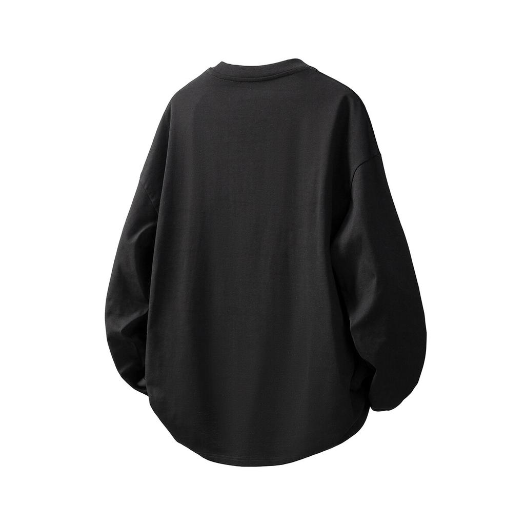 Pánské tričko s dlouhým rukávem 2025 Jaro Podzim Pánské Ležérní Korejská Trička Pánské Jednobarevné Bavlněné Topy Trička Pánské Nadměrné Černé Tričko