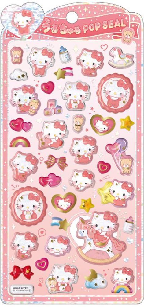 CRUX Uruchuru Pop Hello Kitty Смартфон 131783 Наклейки, Малыш, Пухлый, 3D, Украшение, Ошикацу,