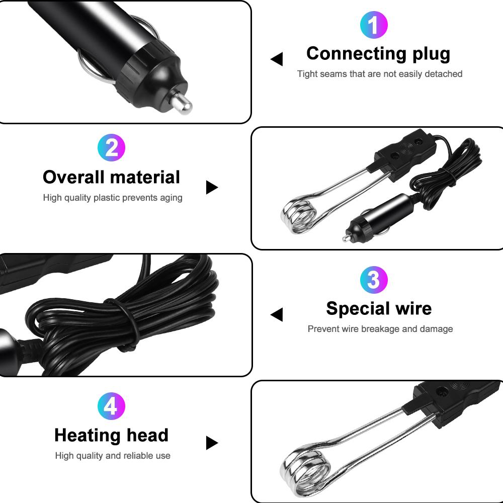 12V 24V Car Immersion Heater Portable High Quality Warmer 120W Electric Fashion Durable Auto Electric Tea Coffee Water Heater