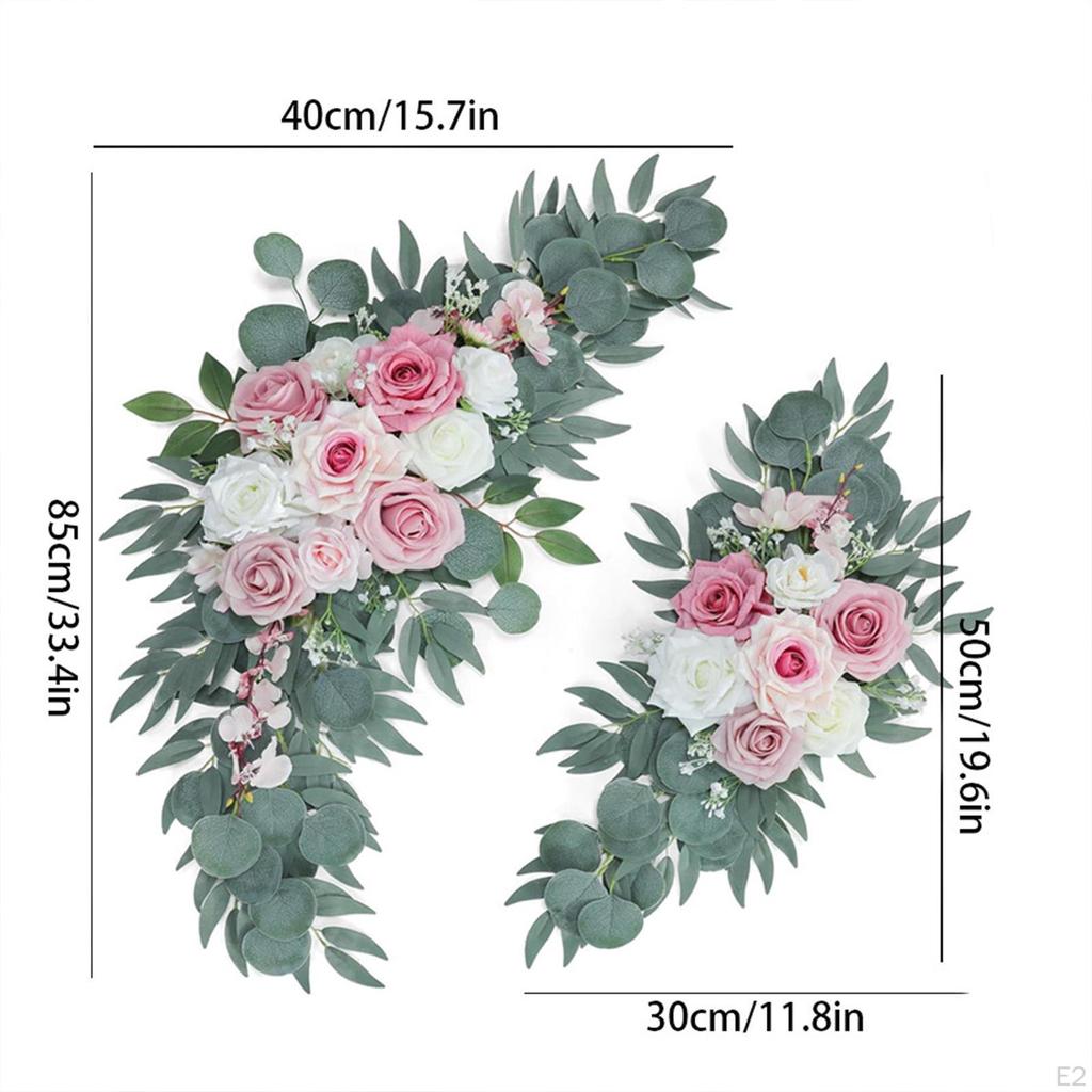 2x Hochzeitsbogen Blumen Künstliche Willkommensschild Dekoration Stuhllehne für