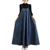 DIMANAF Women Plus Size Denim Dress Cottton Vintage Loose Casual Basic Dresses Maxi Long Dress Sleeveless