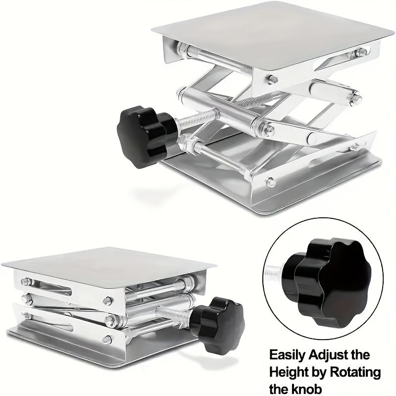 1pc Heavy duty adjustable stainless steel laboratory jack bracket - expandable lifting platform, height range of 1.8 inches to 6