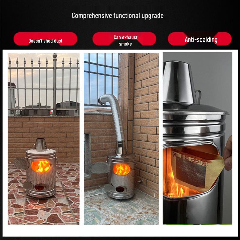 Gold Stainless Steel Indoor Paper Money Burning Barrel for Household and Temple Use