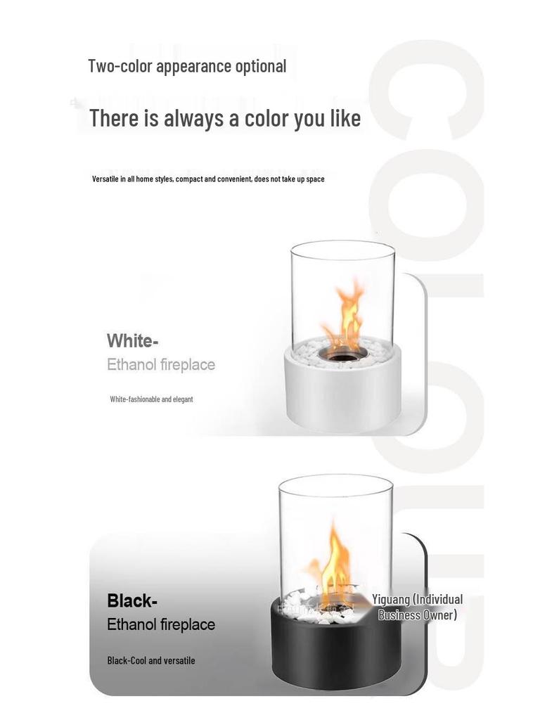 Portable Round Ethanol Fireplace: Small Indoor Tabletop Fire Stove for Bar Atmosphere