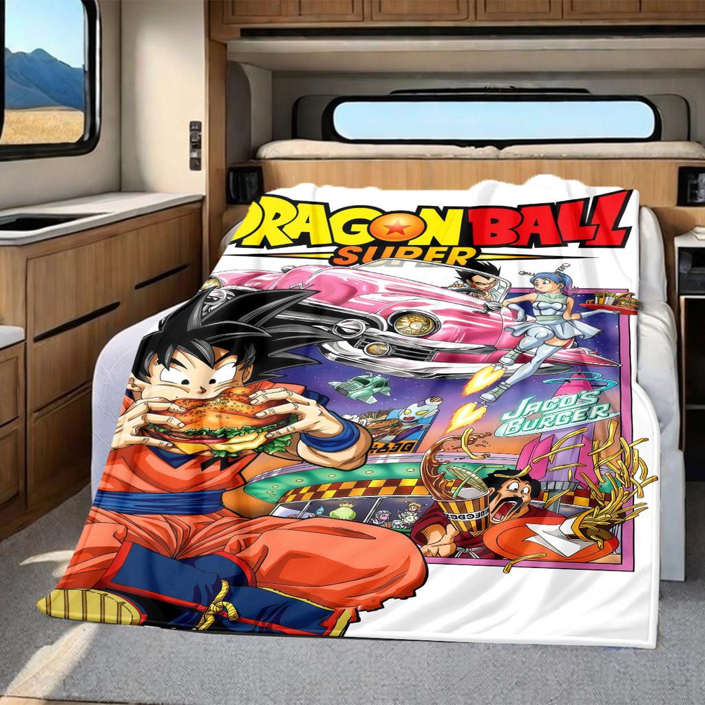 1PC Son Goku  Print Flannel Blanket, High quality All Seasons, Home Decor, Warmth and Comfort, Perfect for Christmas Gifts