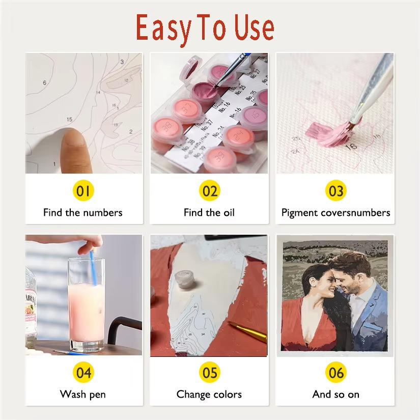 Paint By Numbers 24 Colors Photo Custom DIY Oil Painting By Number Picture Canvas Portrait Family gift