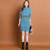 Slim Sweater Dress for Women In Winter Thickened and Warm Half Turtleneck Pullover Solid Color Casual Mid-length Knitted Sweater