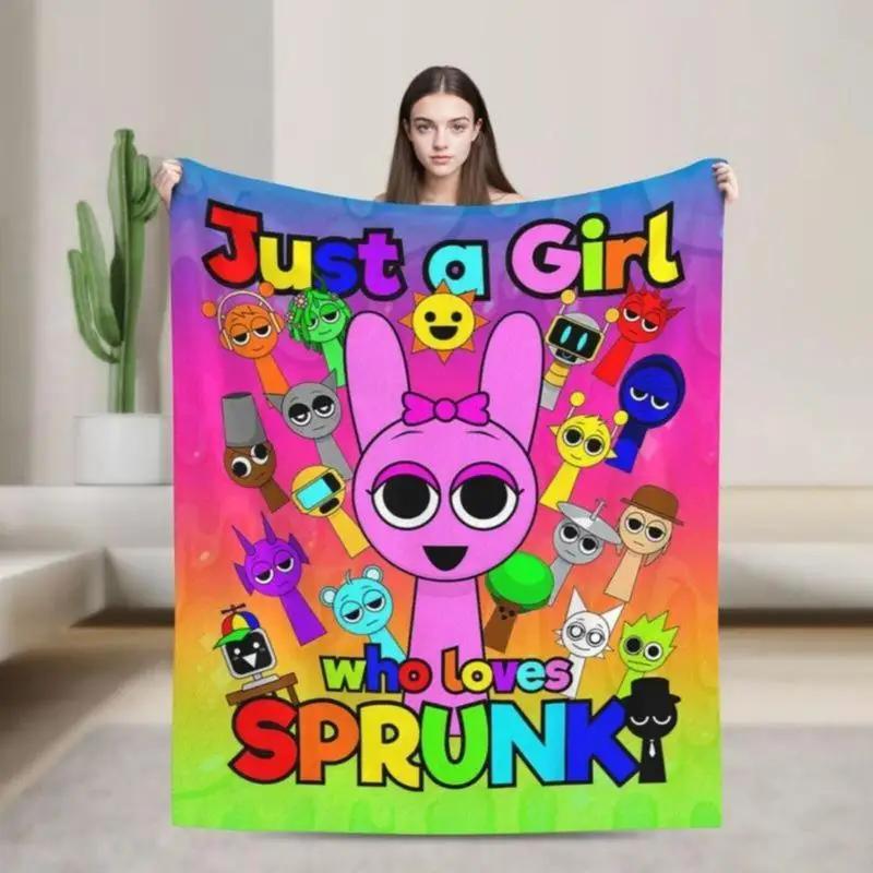 

Sprunki Game Just A Girl Who Loves SPRUNKI Soft Flannel Throw Blanket Bright Cartoon Theme Custom Cozy Blanket for Fans 40x50inch 101x127cm