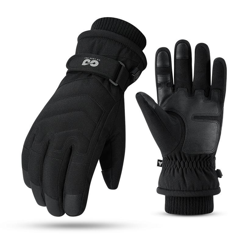 SK42 Unisex Fleece-Lined Ski Gloves: Anti-Slip, Thickened, Warm for Outdoor Sports and Motorcycle Riding