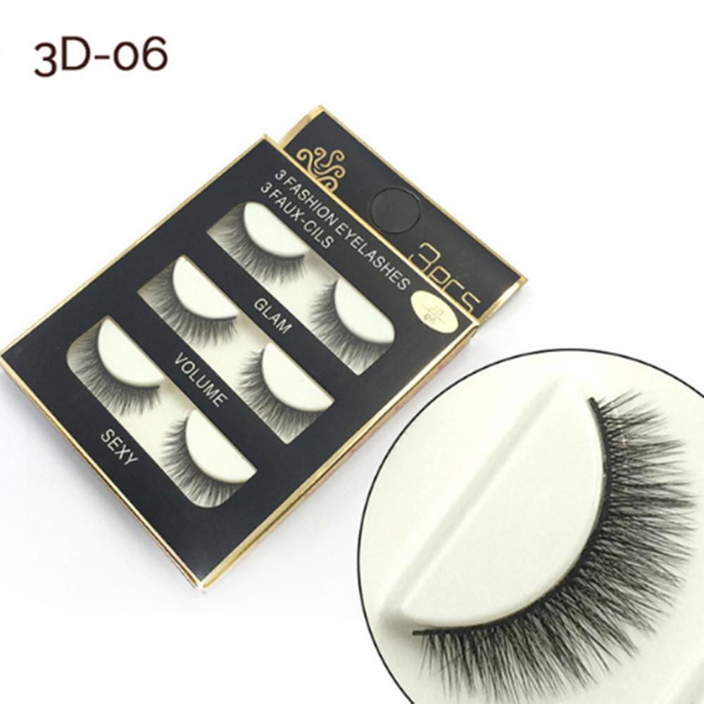 3 Pair Waterproof Handmade Mink Hair Thick Eye Lash Extension  3D Mink Natural Long False Eyelashes