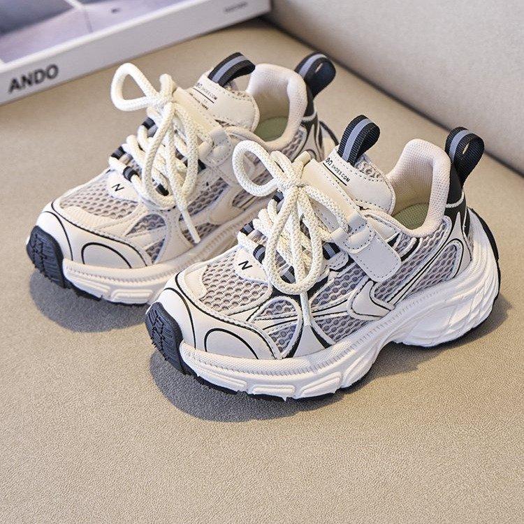 Dětská sportovní obuv Chlapecké tenisky pro tátu 2025 jaro a podzim síťovina měkká podrážka volnočasové cestování lehké běžecké dívčí boty