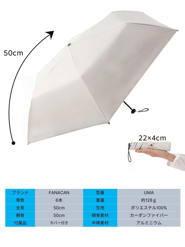 FANACAN Carbon Fiber Parasol with UV Light and Durable for Rain or Unisex for Men and Women Ultra-Lightweight Protection, 100% Blocking, Compact,