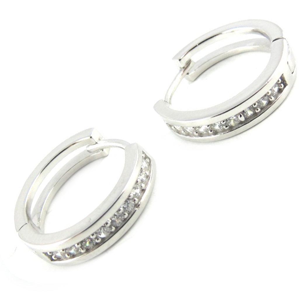 Les Trésors De Lily [L1834] - White 'Goddess' Silver Hoop Earrings (1.5 Cm)