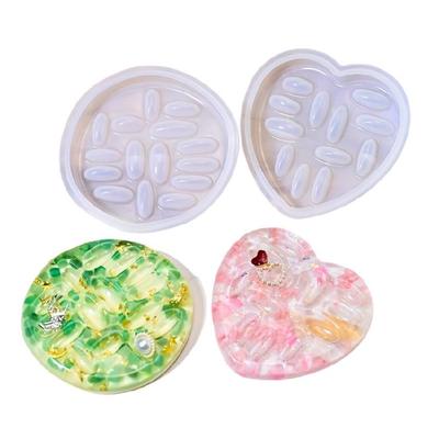 Crafting Silicone Mold Set 2 Shape Round/Love Heart Shape Ring Holder Moulds Heat Resistant for Resin And Plaster