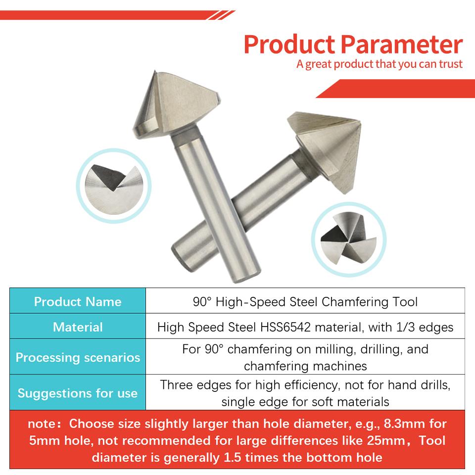 90 Degree 3/1 Flute Countersink Drill Bit Chamfering Cutter 6.3-60mm Tapered Hole Woodworking & Metalworking Machining Tooltool