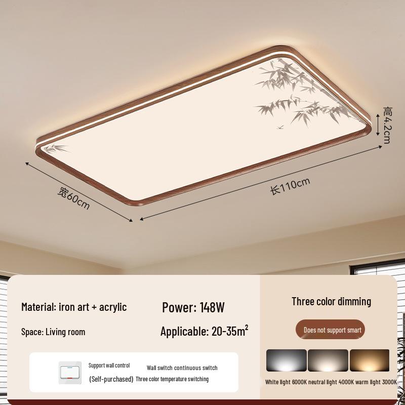 Walnut Chinese Song Style Ceiling Light for Living Room & Bedroom