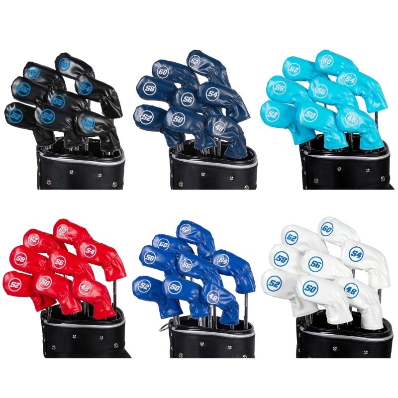 8Pcs Golfs Iron Head Cover Thick PU Leather Embroidered Number Golfs Head Cover Replacement Headcover Protective Cover