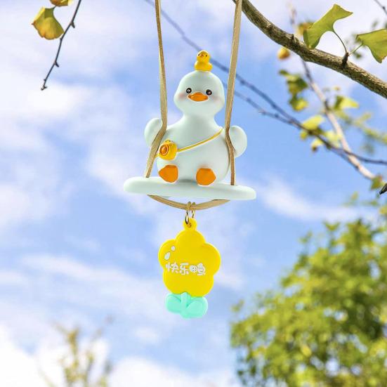 Automobile Pendant Duck Shape Decorative Key Pendant with Lanyard Auto Hanging Ornament Car Interior Decor