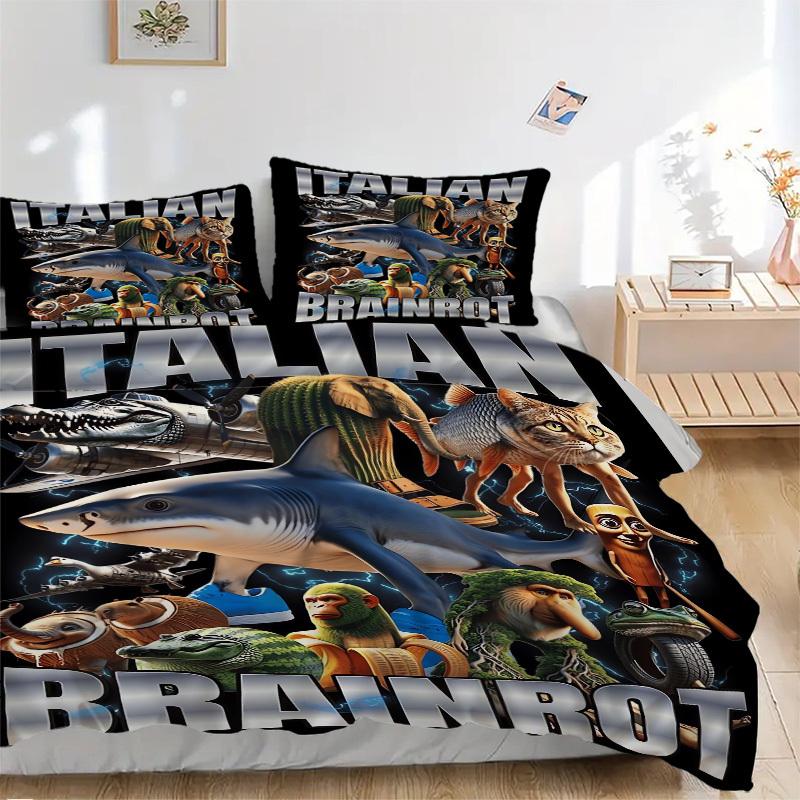 

Italian Brainrot Creatures Bedding Set - 3 Piece Comforter Cover Gift for Bedroom,Includes No InsertB119 135x200cm