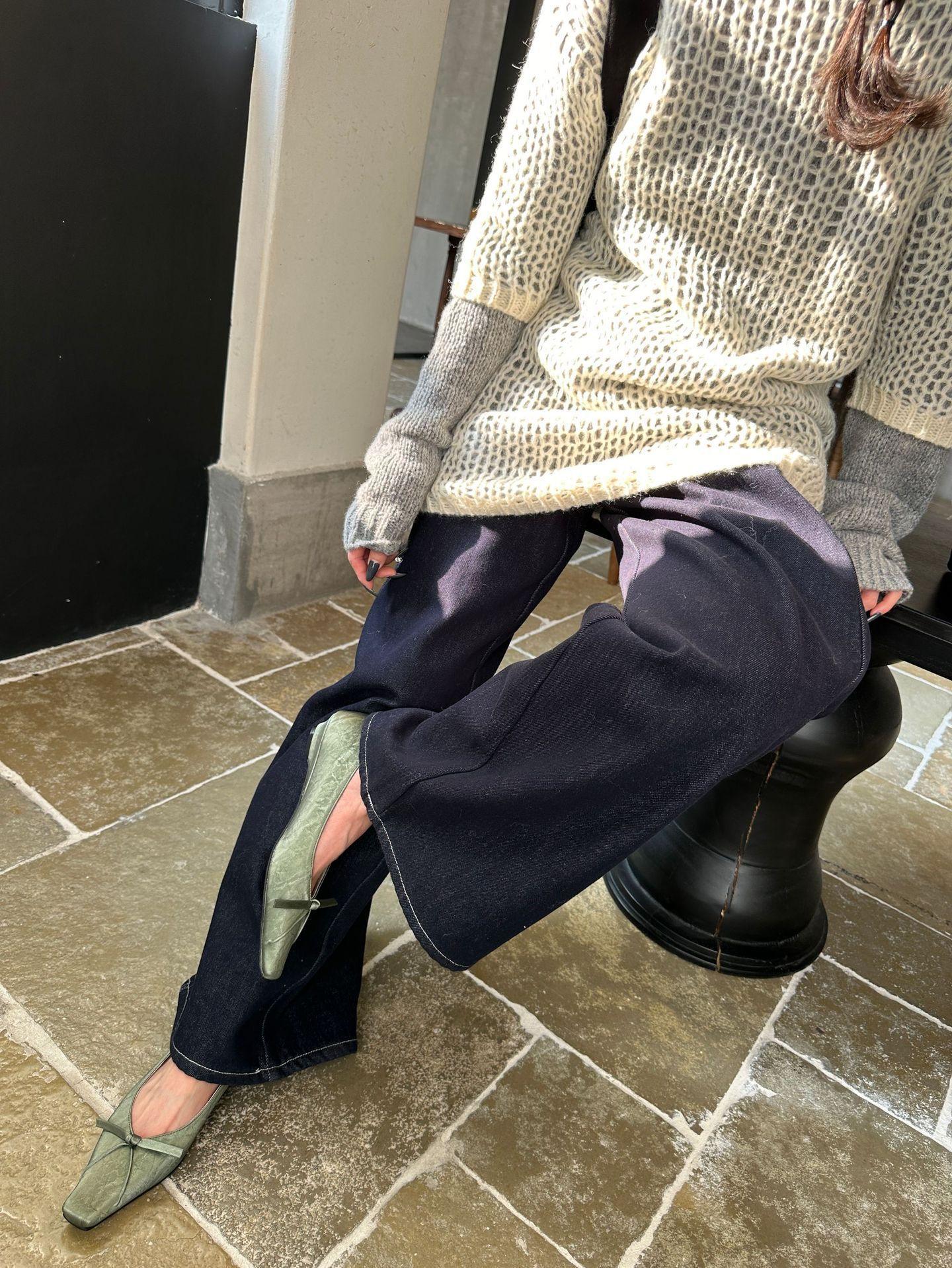 

Весна 2025 новые одинарные туфли нежный вечерний бриз мелкий вырез женские туфли бант женская обувь плоские французские 39 зелёный