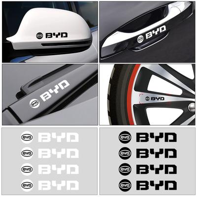 4Pcs Car Door Handle 3D Stickers Tire Rear View Mirror Decals Decoration For BYD F3 E6 Yuan Plus Atto F0 G3 I3 Ea1 Song Max Tang