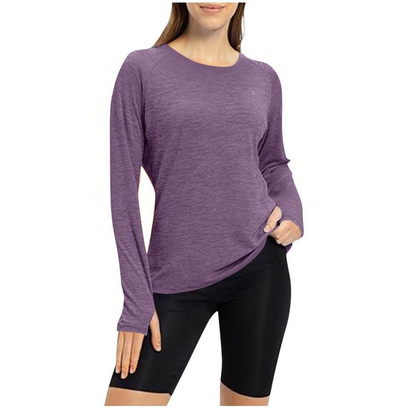 2026 Round Collar With Finger Tips Yoga Long-sleeved Training Running Sports Top T-shirt Women