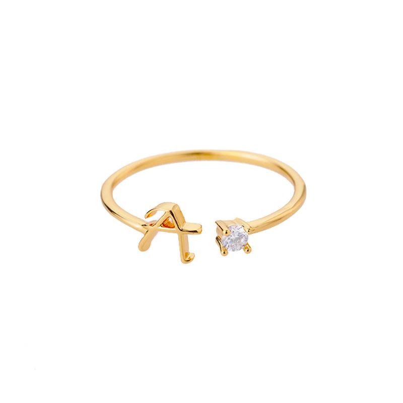 Personalized Initial Letter Ring  Gold Plated Alphabet Band Unisex Minimalist Jewelry Lightweight Stackable Adjustable Size A-Z