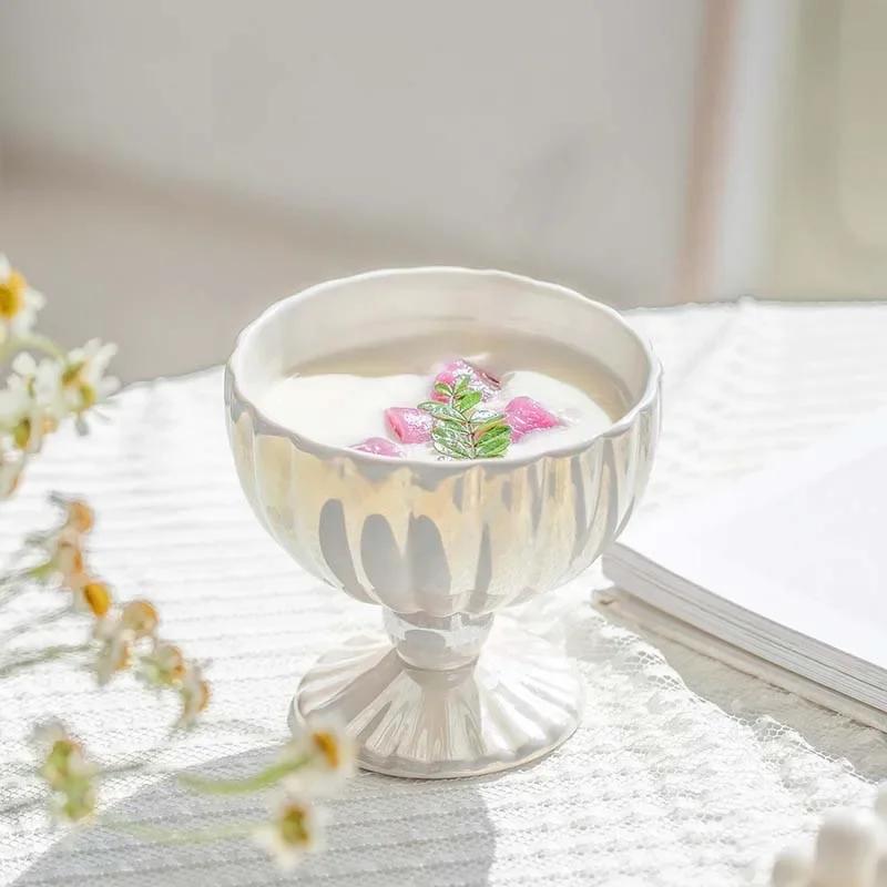 1pc Ceramic Ice Cream Bowl Creative Dessert Baking Cake Bowl for Home Restaurant Ceramic Mug Yogurt Bottle Tableware Accessories