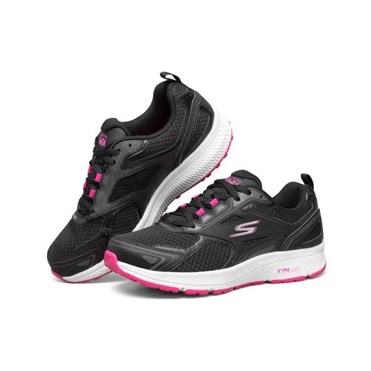 Skechers Go Run Comode Costanti Rete Sportiva Pelle Sintetica Traspirante Scarpe da Corsa Basse Sneakers Donna Nero Bianco 128075-BKPK
