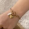 Exaggerated Heart Pendant Bracelet Charm Bracelet Stainless Steel Texture Fashionable and Trendy Wrist Jewelry for Girl
