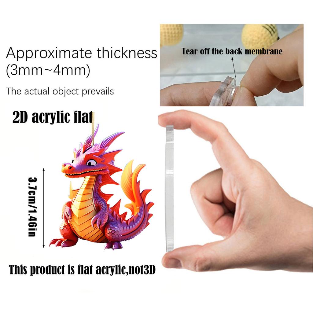 Dragon Advent Calendar 2025 with 2D Flat Acrylic Dragon Ornaments Christmas Countdown Calendar for Xmas Tree Decor