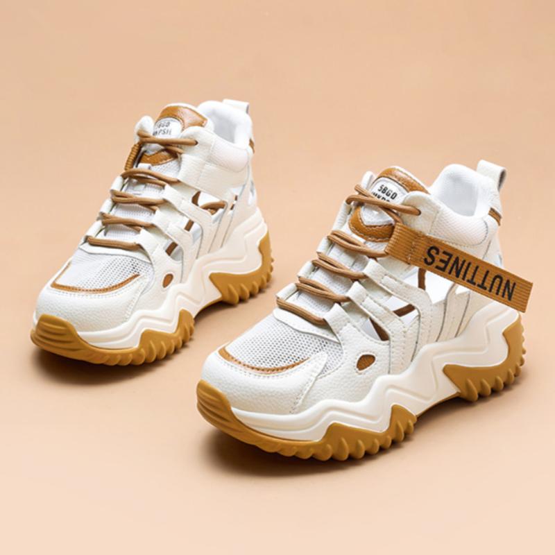 

Маленькие толстоподошвенные увеличивающие рост папины кроссовки для женщин, летние сетчатые полые повседневные спортивные сандалии 34