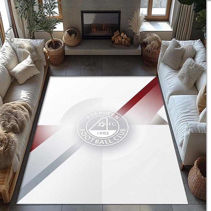 Aberdeen FC Soccer Football Pattern Soft Area Rug Non Slip Indoor Floor Carpet Sports Decor Mat for Bedroom
