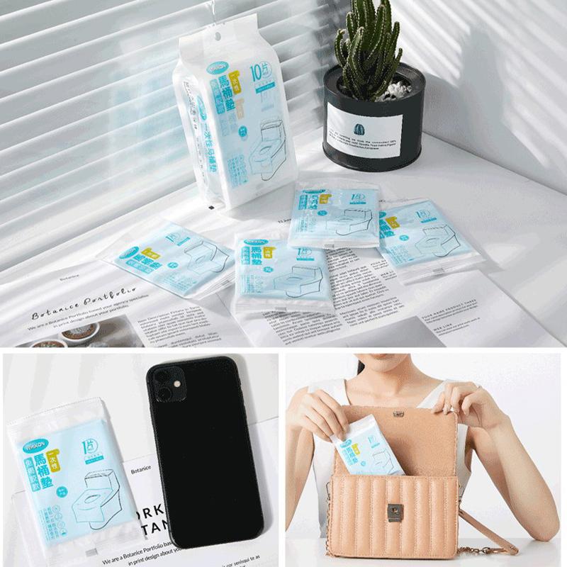 10Pcs Disposable Toilet Seat Cover Mat Portable 100% Waterproof Safety Toilet Seat Pad For Travel/Camping Bathroom Accessiories
