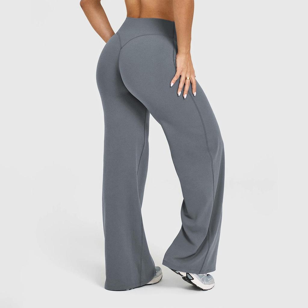 DFYNE Women's Seamless High-Waist Straight Leg Yoga Pants - Nude Feel, Butt-Lifting, Slimming, Loose Fit, Sports & Outdoor.
